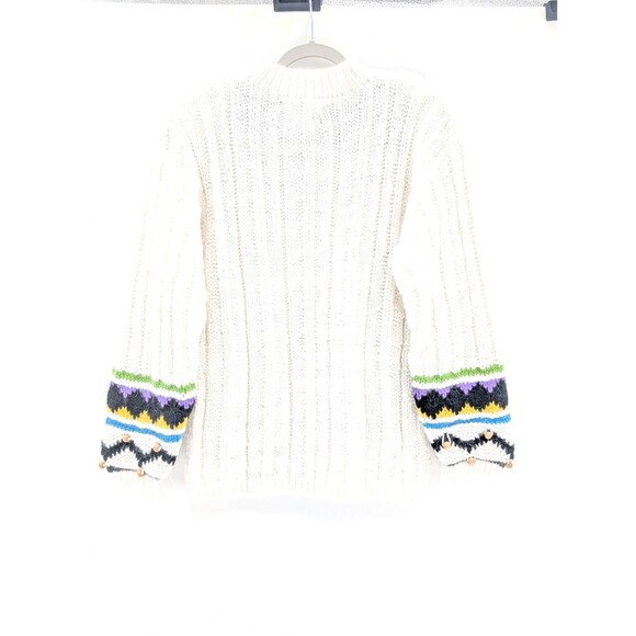 Kitty Hawk Vintage Chunky Wooden Beaded Shoulder Pads Knit Sweater Size Large - Picture 7 of 7